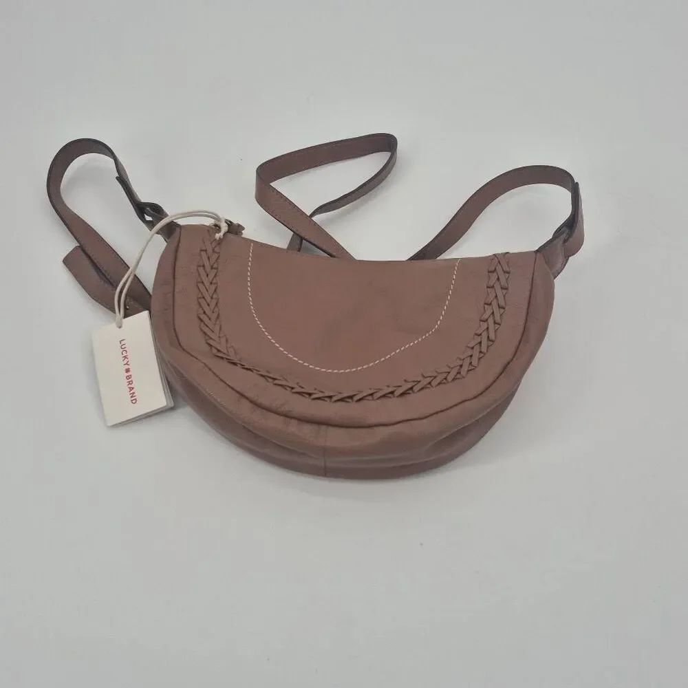 Lucky Brand Purse Brown Leather Crossbody Saddle Bag